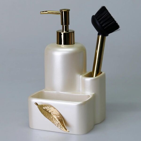 Selim Dekor Leaf Sıvılı Süngerlik İnci-Altın