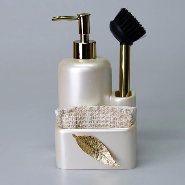 Selim Dekor Leaf Sıvılı Süngerlik İnci-Altın