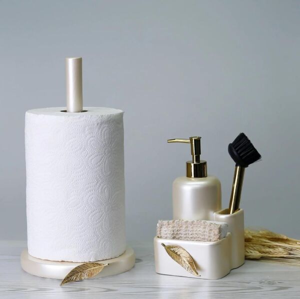 Selim Dekor Leaf Sıvılı Süngerlik İnci-Altın