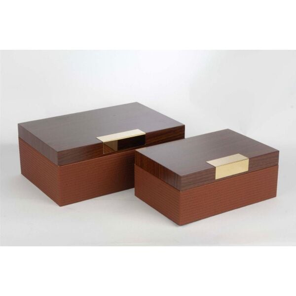 Mikasa Moor 2 li Ahşap Gold Dekor Kutu 24x16x10cm 30x20x12cm