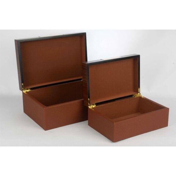 Mikasa Moor 2 li Ahşap Gold Dekor Kutu 24x16x10cm 30x20x12cm