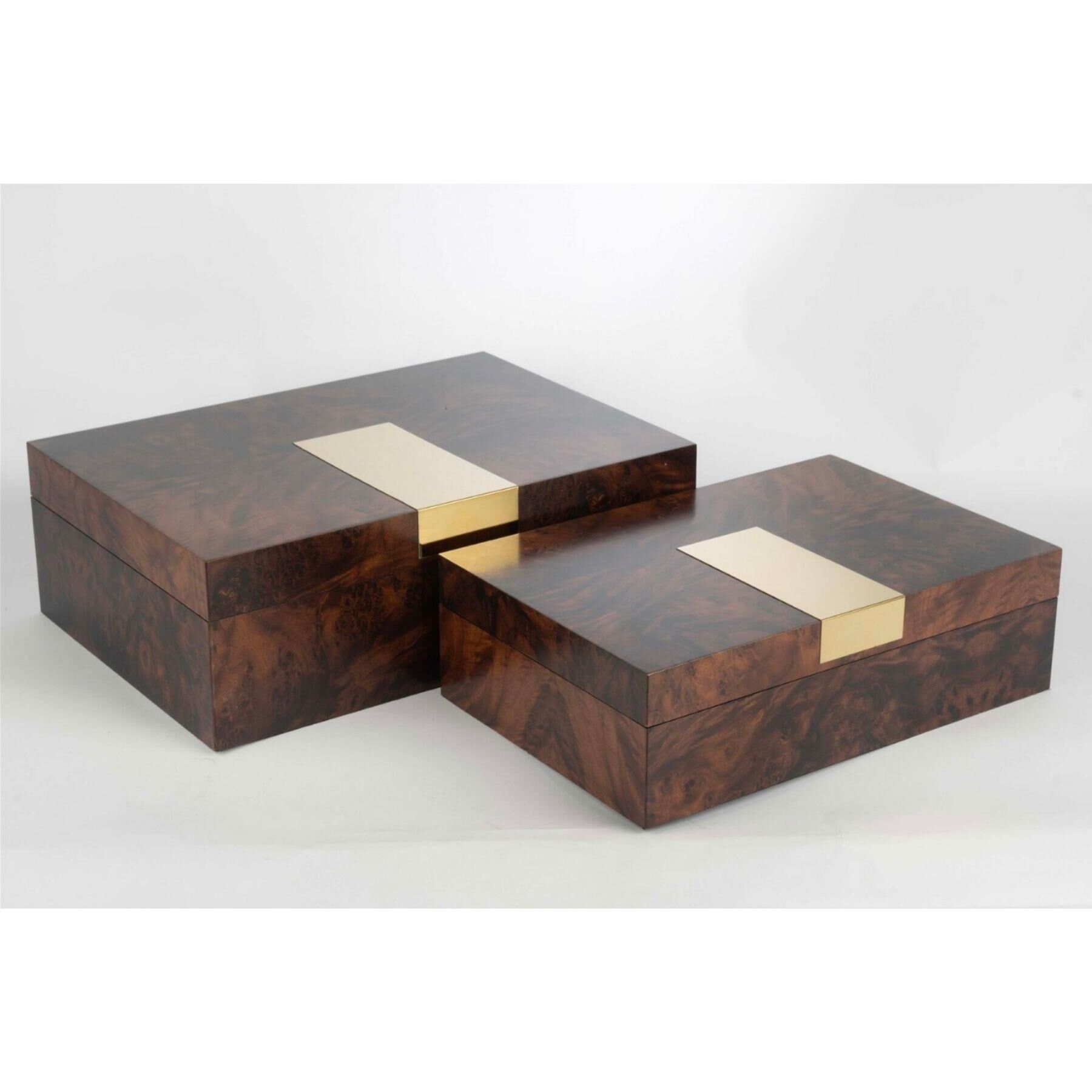 Mikasa Moor 2 li Koyu Ahşap Gold Dekor Kutu 20x30x9cm34x24x12cm