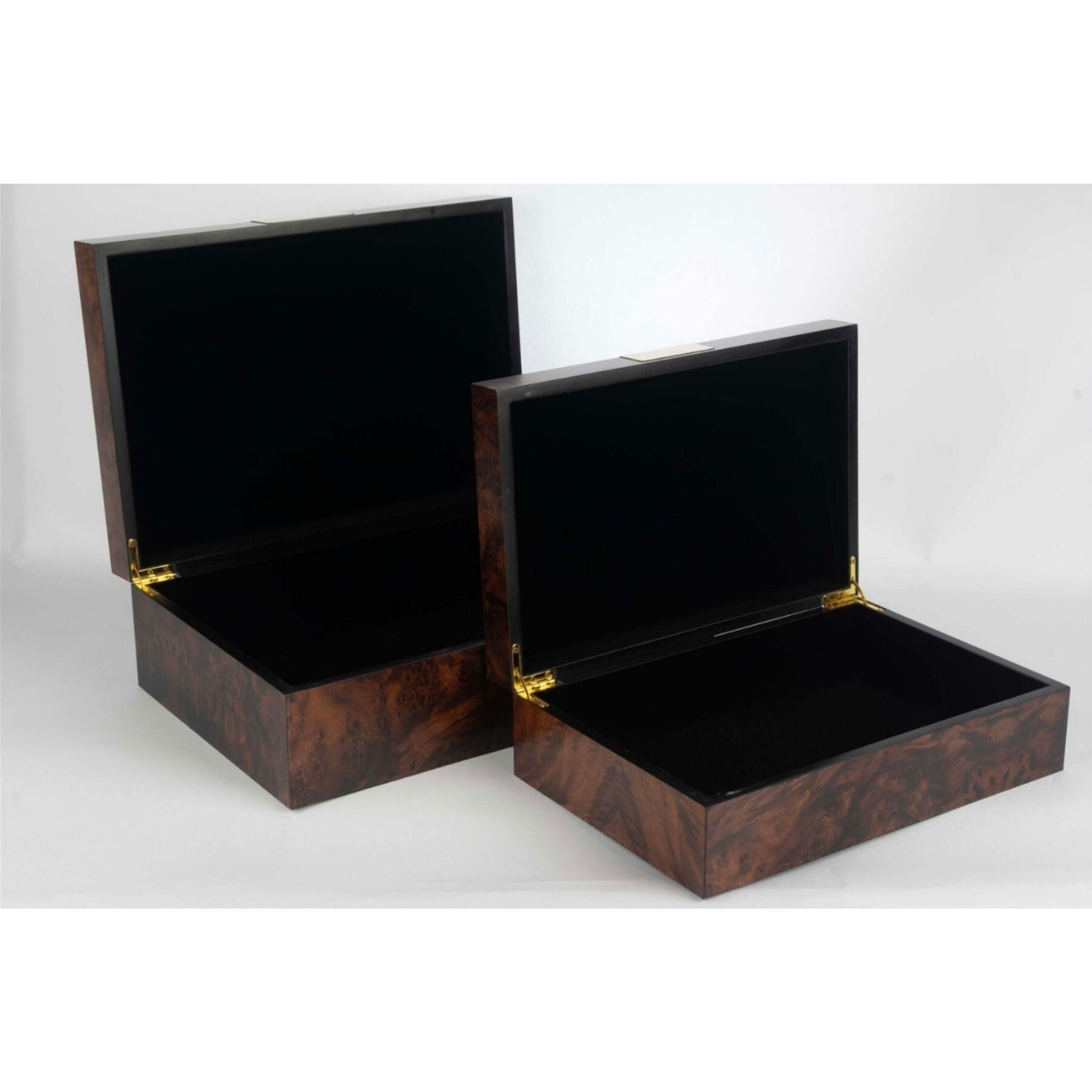 Mikasa Moor 2 li Koyu Ahşap Gold Dekor Kutu 20x30x9cm34x24x12cm