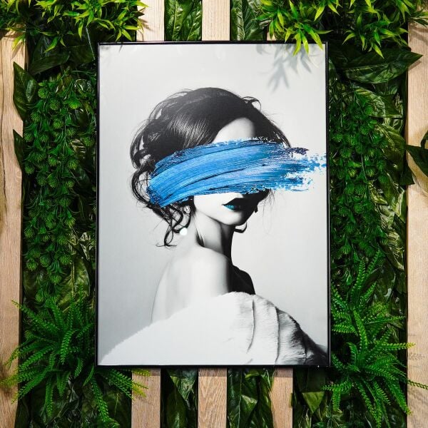 Magic Home Suiza Kadın Mavi Çizgili 50 x 70  cm Tablo 042