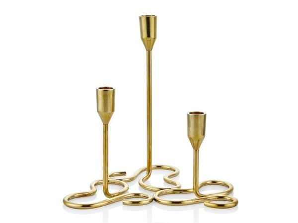Lamedore Curve Brass 3'lü  Mumluk 25X25X25,5 cm