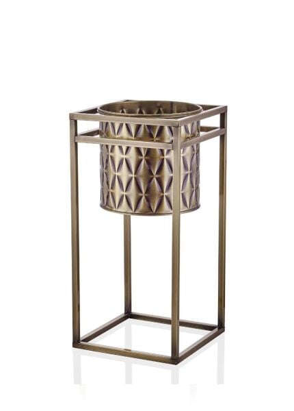 The Mia Prizma Vazo & Saksı Gold Kaplama 60x30x30 cm