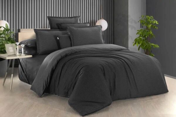 Sarev Fancy Stripe Nevresim Takımı Siyah Çift Kişilik