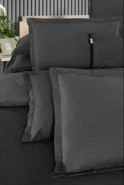 Sarev Fancy Stripe Nevresim Takımı Siyah Çift Kişilik