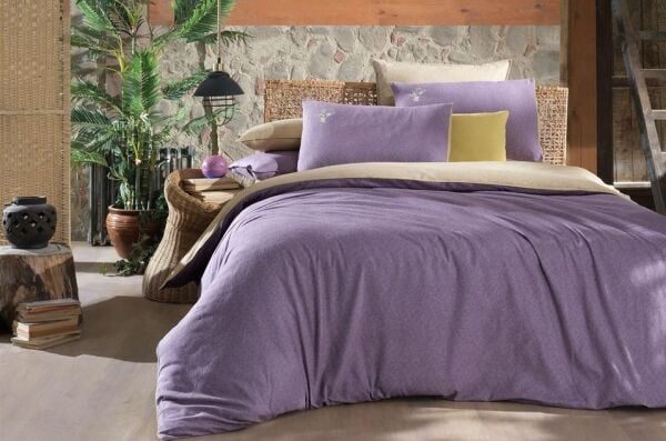 Sarev Lanthe Flanel Nevresim Takımı Lila Çift Kişilik