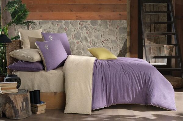 Sarev Lanthe Flanel Nevresim Takımı Lila Çift Kişilik