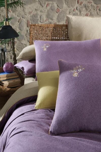 Sarev Lanthe Flanel Nevresim Takımı Lila Çift Kişilik