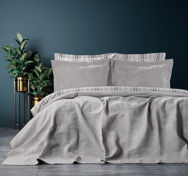 Zebra Casa Scala Yatak Örtüsü Tek Kişilik Gri