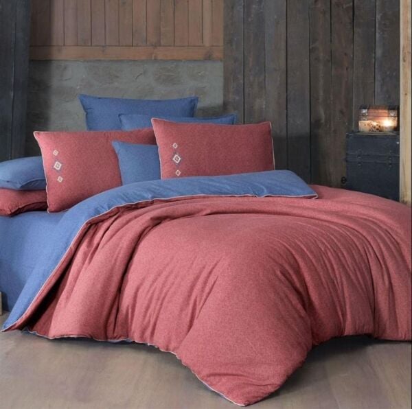 Sarev Lanthe Flanel Nevresim Takımı Kırmızı Çift Kişilik