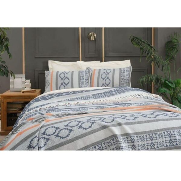 Sarev Ishana Yatak Örtüsü Mavi Çift Kişilik