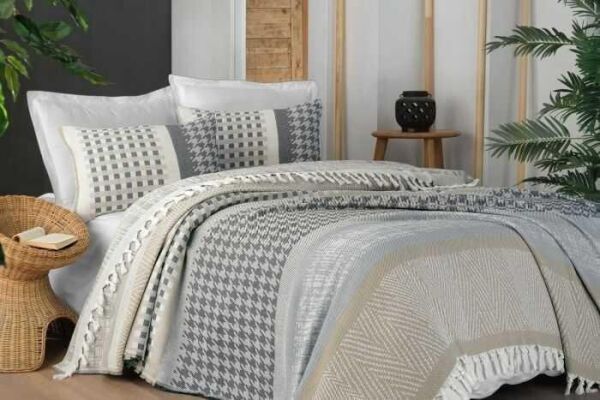 Sarev Henry Yatak Örtüsü Gri Çift Kişilik