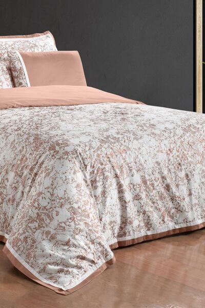 Sarev Laney Saten Nevresim Takımı Çift Kişilik 4 Yastık Taba