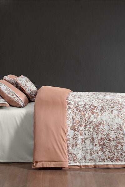 Sarev Laney Saten Nevresim Takımı Çift Kişilik 4 Yastık Taba