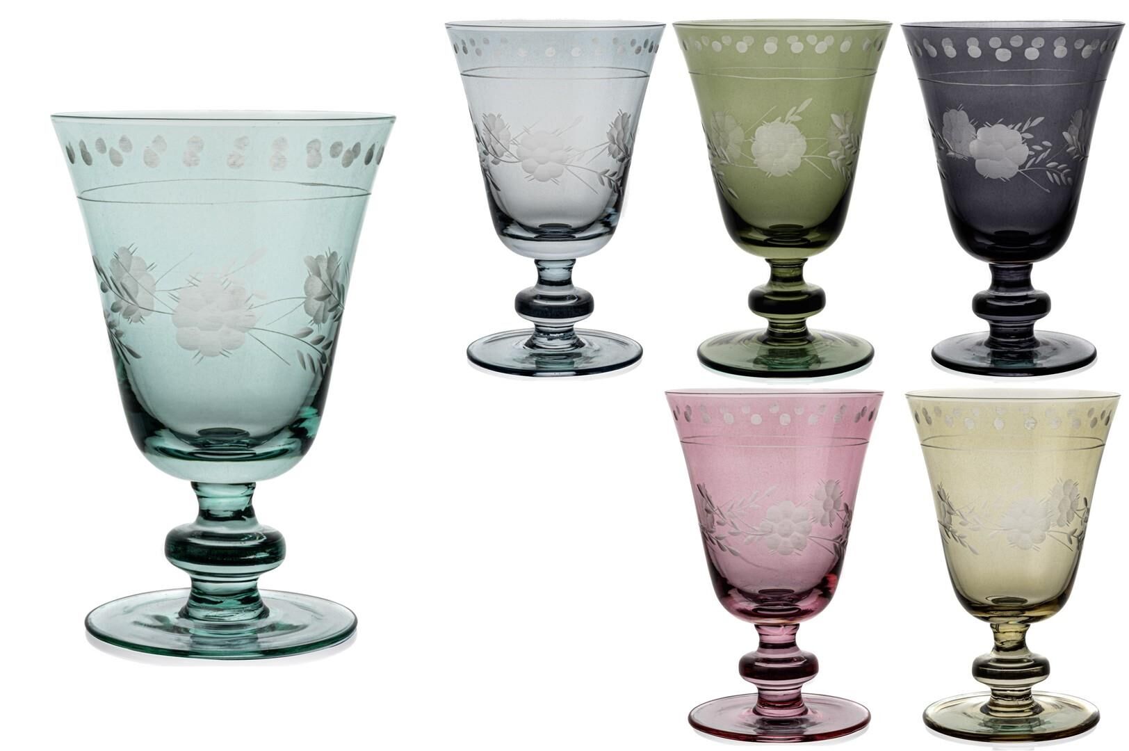 Mikasa Moor 6lı Mix Renkli Çiçekli Ayaklı Bardak 280ml