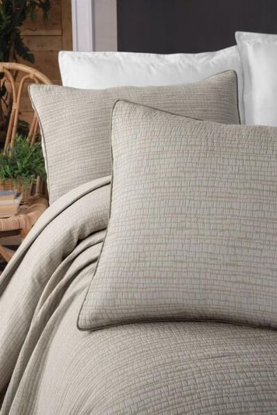 Sarev Echo Yatak Örtüsü Bej Çift Kişilik