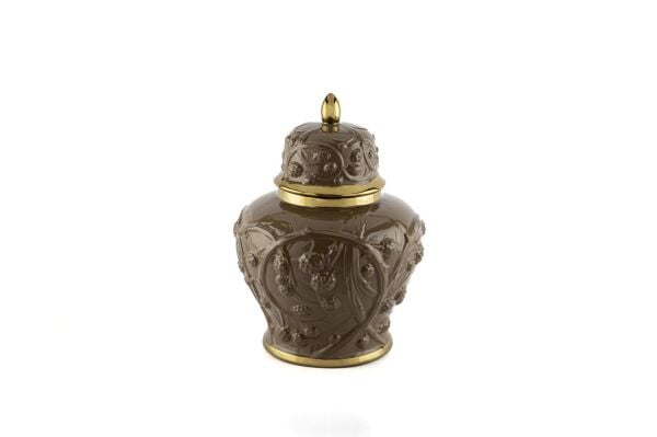 Mikasa Moor Kahve Kabartmalı Porselen Kapaklı Küp 24x31