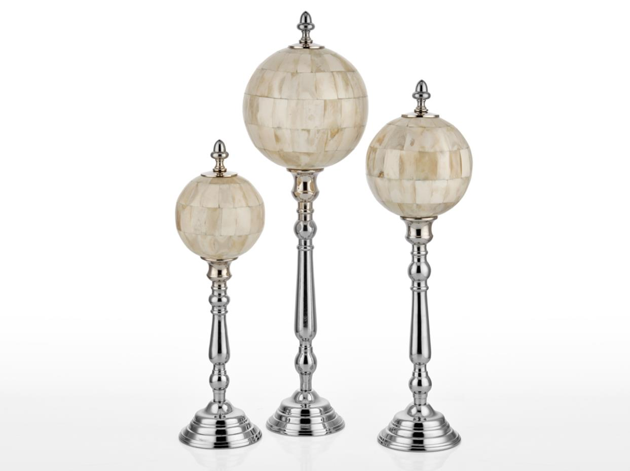 Lamedore Milan Bej Geçişli 3'lü Dekoratif Toplar 51 x 42.5 x 35.5 Cm