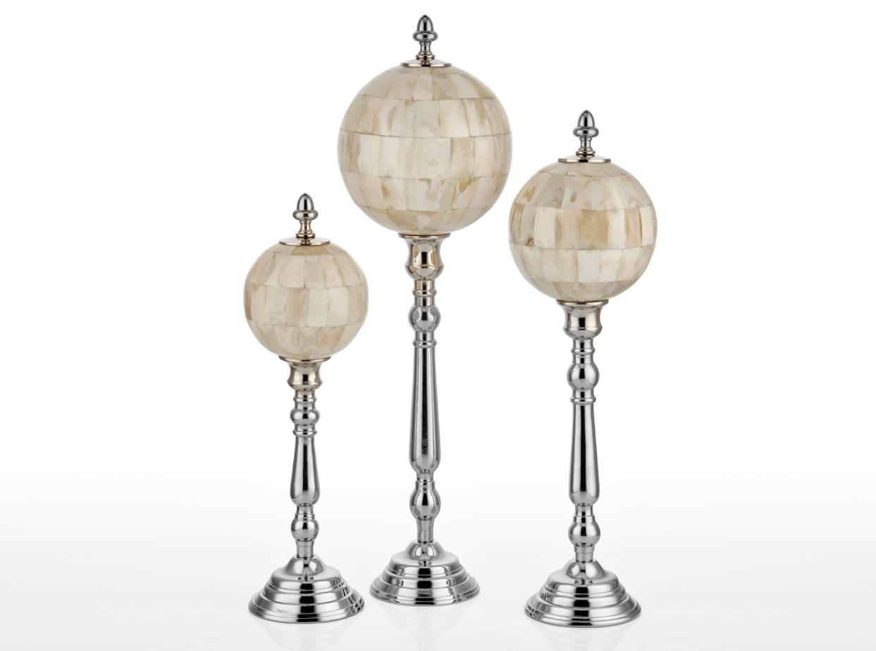 Lamedore Milan Bej Geçişli 3'lü Dekoratif Toplar 51 x 42.5 x 35.5 Cm