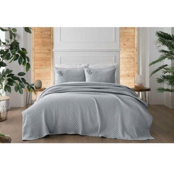 Sarev Belis Yatak Örtüsü Gri Çift Kişilik