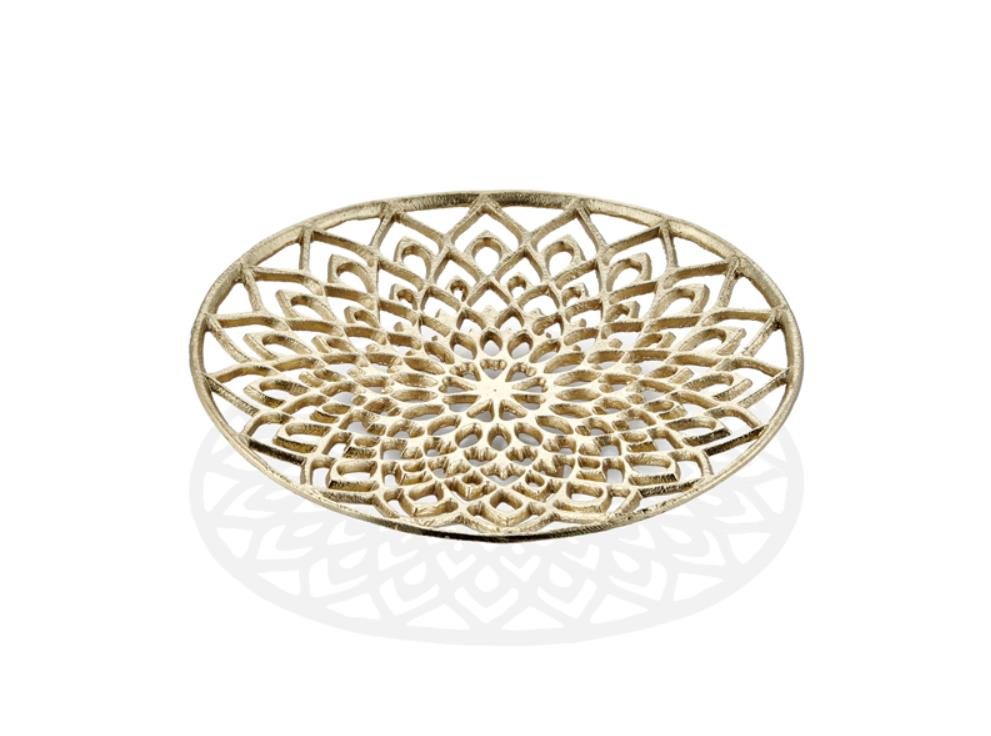 Lamedore Peacock Gold Yuvarlak Küçük Dekoratif Tabak 30x30x4 Cm