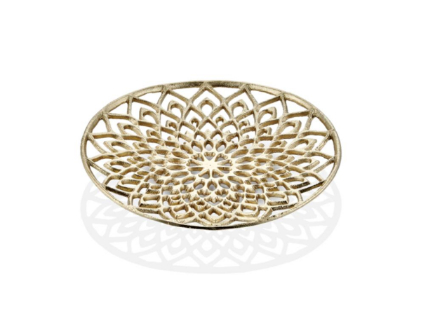 Lamedore Peacock Gold Yuvarlak Küçük Dekoratif Tabak 30x30x4 Cm