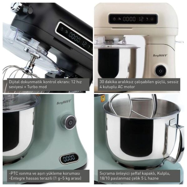 Berghoff Gem Retro 5 Lt Vanilya Krem Rengi Stand Mikser