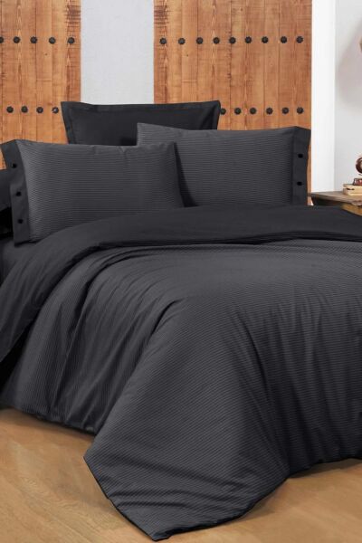 Sarev Fancy Stripe Nevresim Takımı Siyah Tek Kişilik