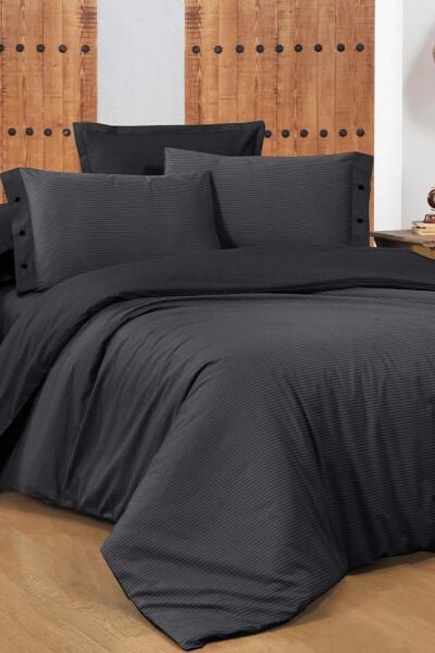 Sarev Fancy Stripe Nevresim Takımı Siyah Tek Kişilik