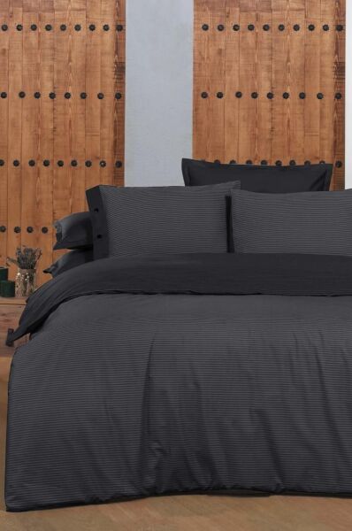 Sarev Fancy Stripe Nevresim Takımı Siyah Tek Kişilik