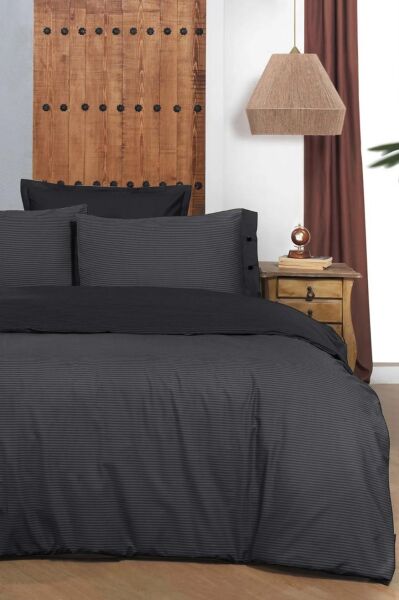 Sarev Fancy Stripe Nevresim Takımı Siyah Tek Kişilik