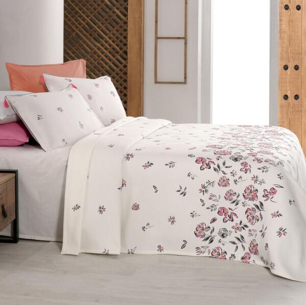 Sarev Saira Çift Kişilik Pike Takımı 2 Yastık Ekru