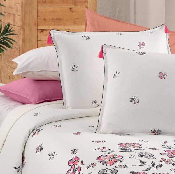 Sarev Saira Çift Kişilik Pike Takımı 2 Yastık Ekru