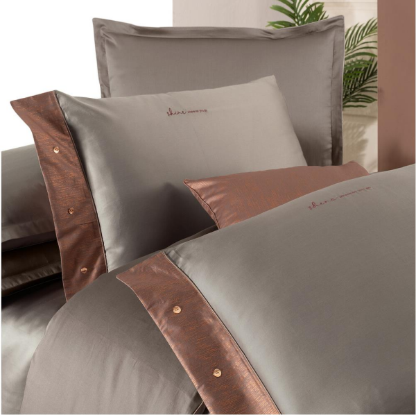 Sarev Voronej Saten Nevresim Takımı Çift Kişilik 4 Yastık-Bakır