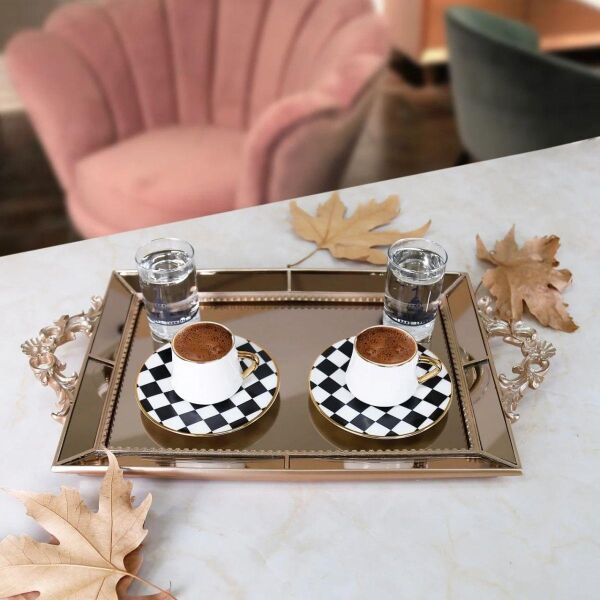 Selim Dekor Julia Aynalı Tepsi Vizon