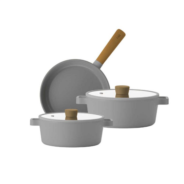 Neoflam D-NEOGS5 Fika 5 Parça Cam Kapaklı Alüminyum Döküm Tencere Seti