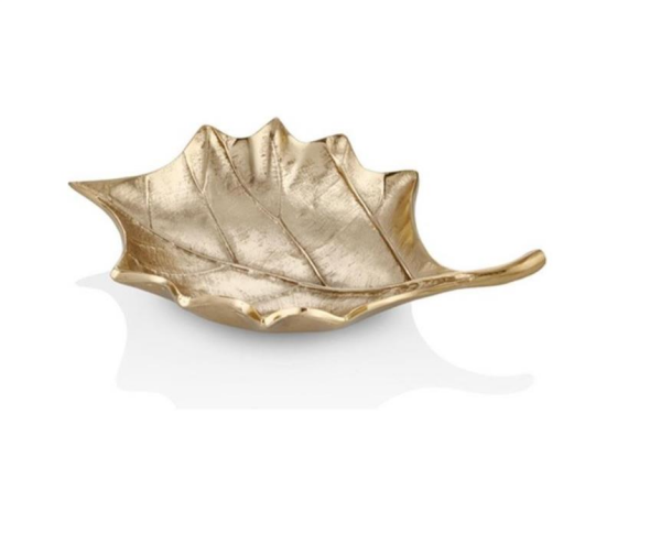 Lamedore Hazar 34 Cm Champagne Gold Yaprak Desenli Dekoratif Tabak