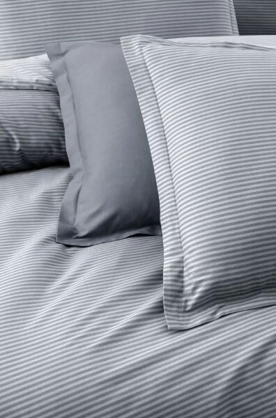 Sarev Fancy Stripe Nevresim Takımı Gri Çift Kişilik