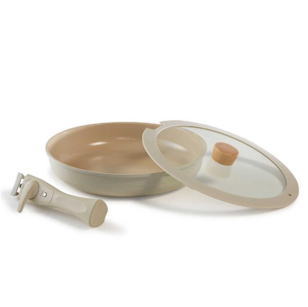 Neoflam D-NEOMDS6I Midas 6 Parça Ayrılabilen Saplı İç İçe Geçebilen Tencere Seti Kum Beyazı