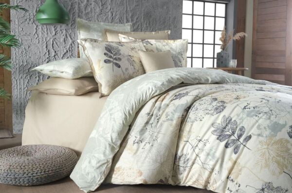 Sarev Tiana Fancy Poplin Nevresim Takımı Bej Çift Kişilik