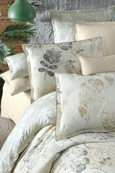 Sarev Tiana Fancy Poplin Nevresim Takımı Bej Çift Kişilik