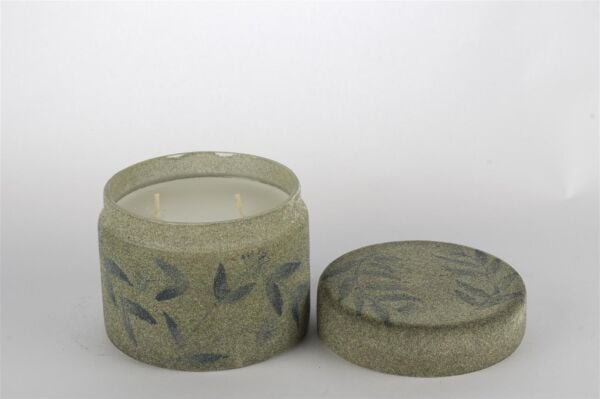 Mikasa Moor Gri Kadife Çiçekli Cam Mum White Fig and Amber 11x19cm