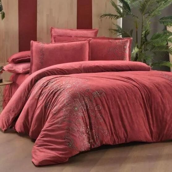 Sarev Burgonya Fancy Poplin Nevresim Takımı Kırmızı Tek Kişilik