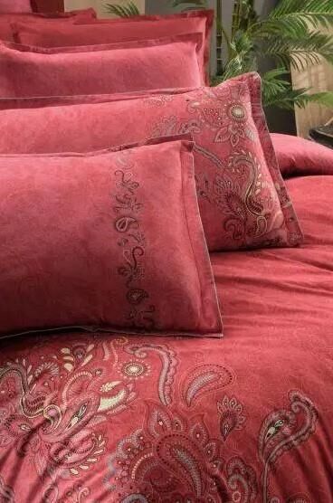 Sarev Burgonya Fancy Poplin Nevresim Takımı Kırmızı Çift Kişilik