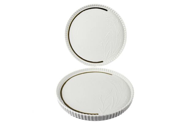 Mikasa Moor Beyaz Dokuzlu 2'li Porselen Servis Tabağı 26 cm