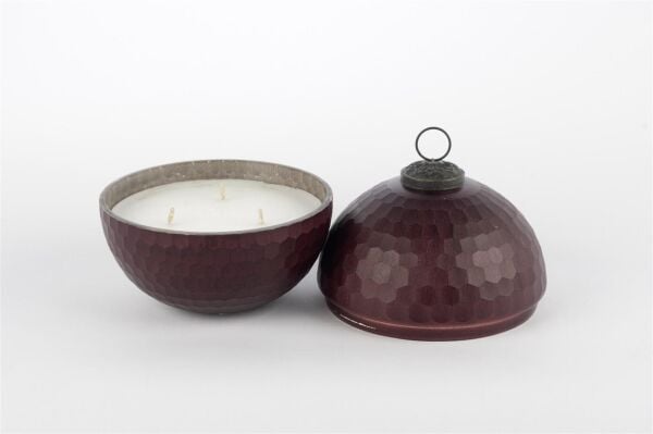 Mikasa Moor Bordo Kapaklı Cam Mum Sandal 12x13cm