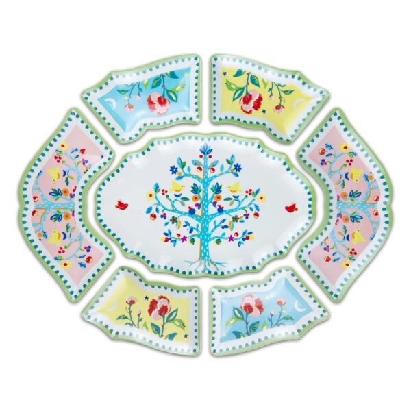 Baci Milano Mamma Mia Ağaç Desenli 7 Parça Meze Tabağı 50 cm x 60 cm
